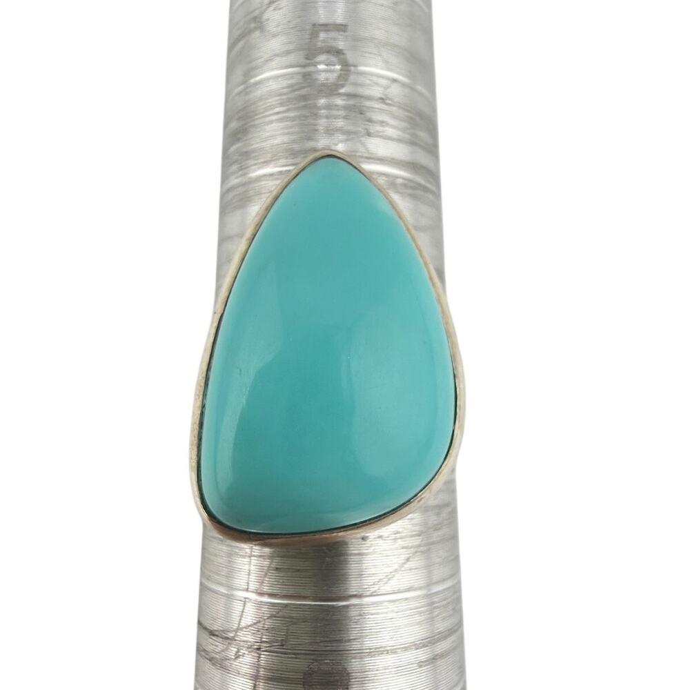 Teardrop Paraiba Chalcedony 925 Sterling Silver Ring Size 6.5